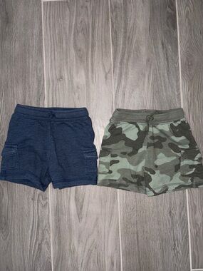 Kids Cargo Knit Shorts - Navy & Green Camo